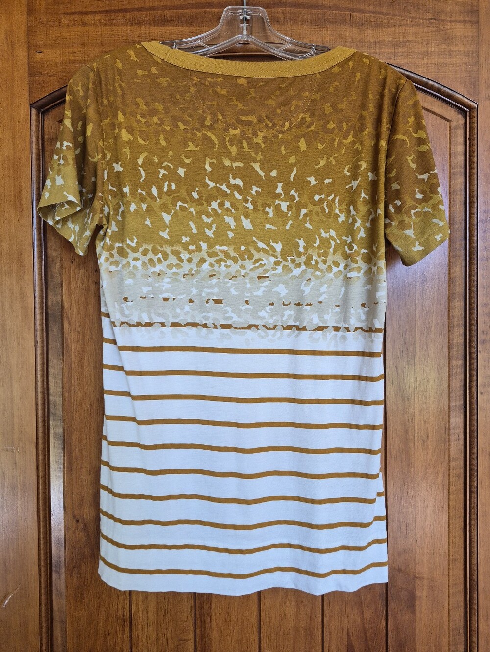 Tory Burch Golden Brown and White Striped Short-Sleeve Tee - Picture 3 of 12